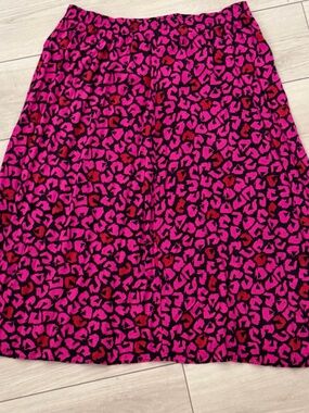 EZ STREET Womens Pink Red Leopard Print A-Line Skirt - Large